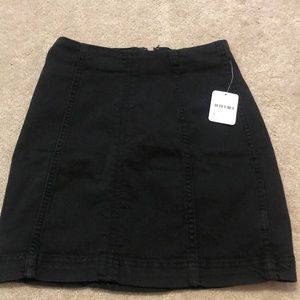NWT Free People Black Denim Skirt